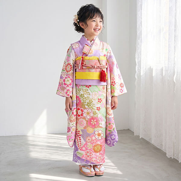式部浪漫》藤色の辻が花風の着物／七五三・七歳女の子 | 宅配着物