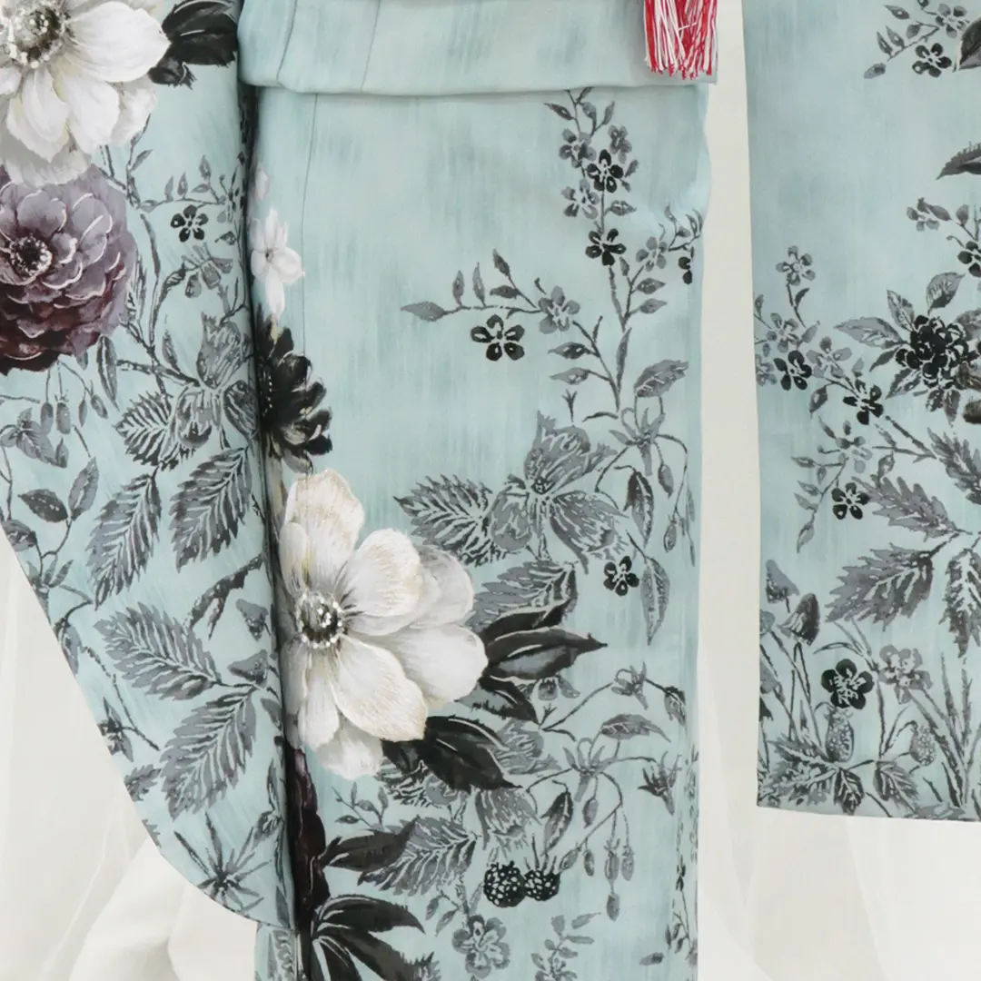 《JILLSTUART》水色地にクチナシとチョコレートコスモスの着物／七五三・七歳女の子