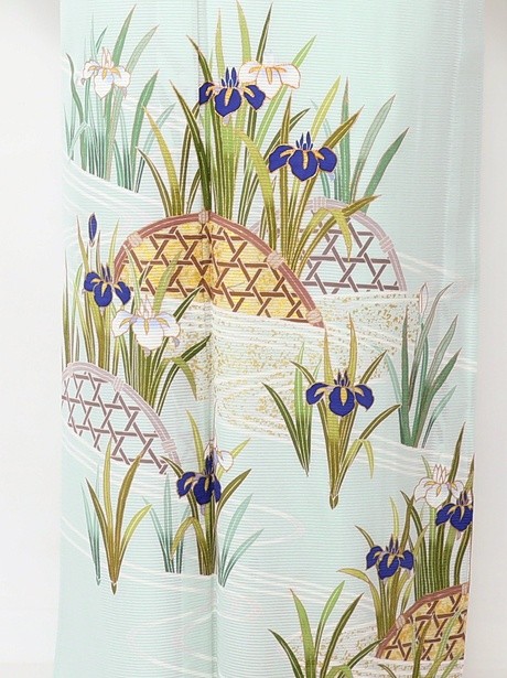 ぽぽりんこ⭐︎ 未着用 絽 菖蒲 夏着物 仕付け糸付 訪問着 6360 ぽぽりんこ⭐︎様専用 未着用 絽 菖蒲 夏着物 仕付け糸付 訪問着