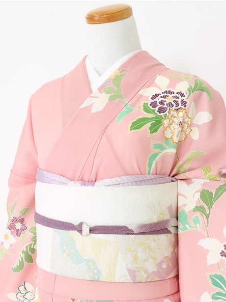 D360 夏着物　訪問着　薄ピンク　花模様　絽　正絹　未使用極美品 ki29304-1.jpg