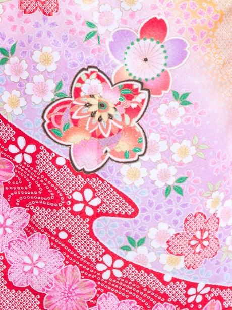 黄色に桜と手鞠の着物／七五三・七歳女の子