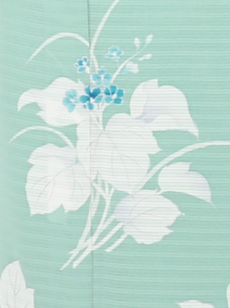 青磁色に草花の訪問着(絽) | 宅配着物レンタルの京都かしきもの