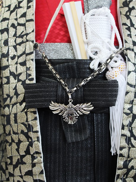 ひさかたろまん》ゴールド地に赤の着物／七五三・五歳男の子・袴