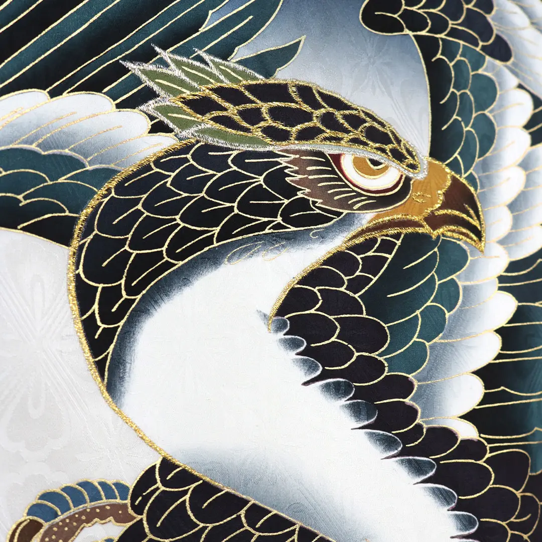 お宮参り産着レンタル／<粋>紺地に鷹と熨斗の祝い着／男児| お宮参りの