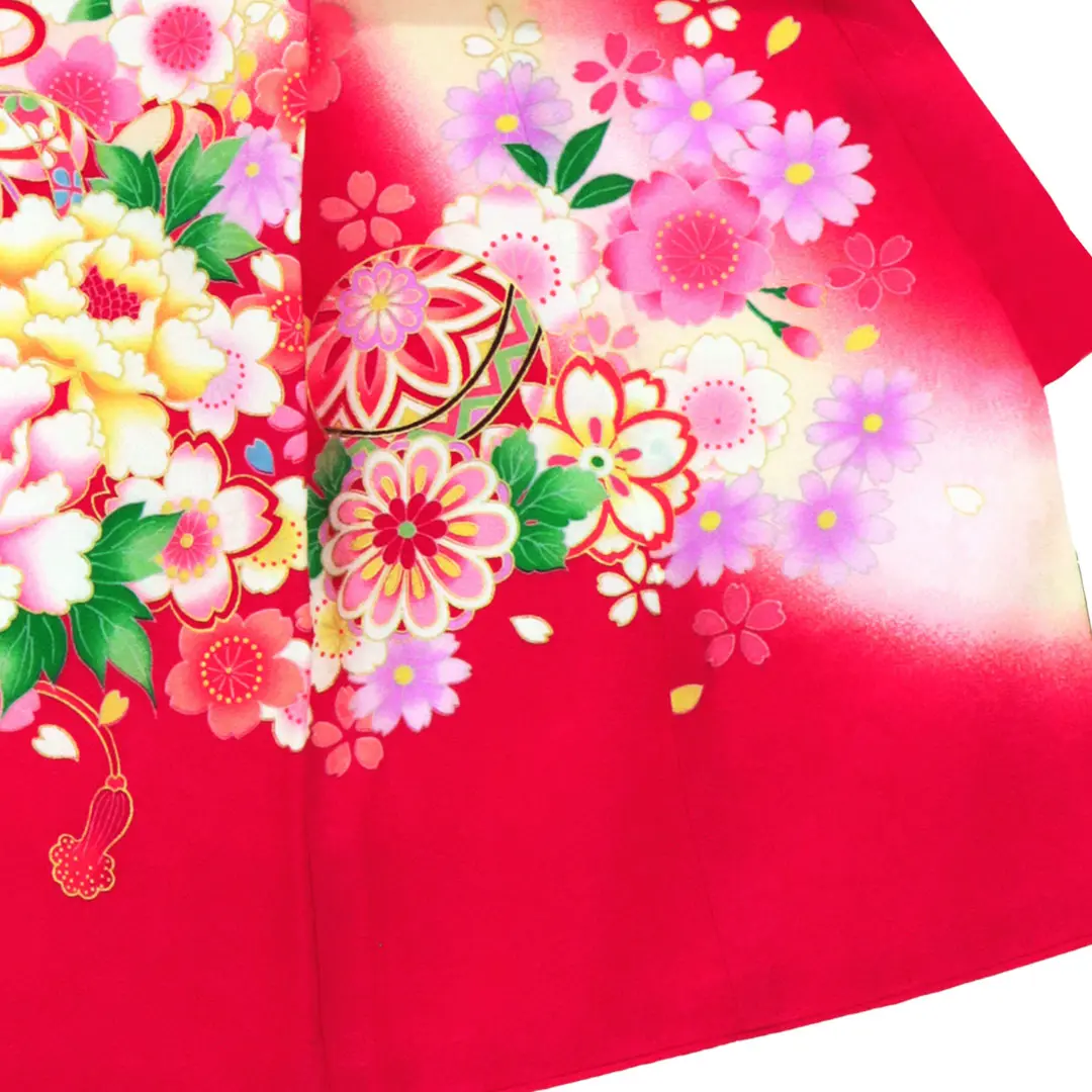 お宮参り用 赤色花柄衣装セット お宮参り用 赤い花柄衣装 お宮参り用 赤色花柄衣装セット お