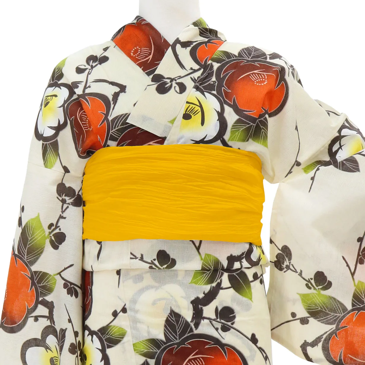 九重×中村里砂》生成地×紅白椿／レディース浴衣 | 宅配着物レンタルの