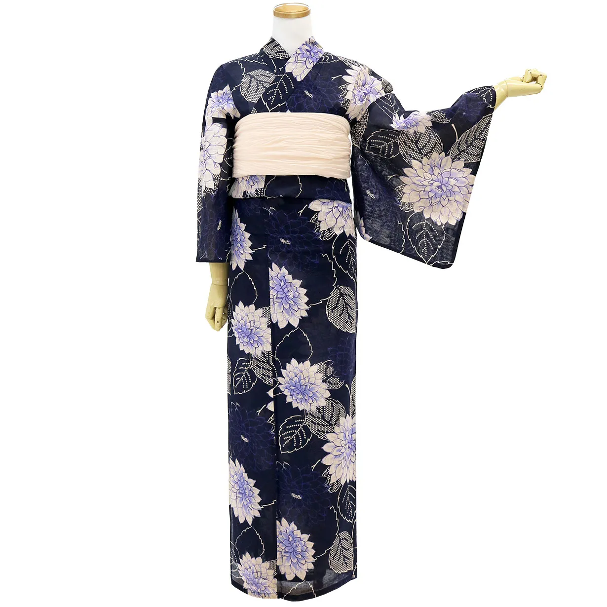 浴衣(「夢千代」生成り×菊)｜着物レンタルあき (来店着付け無料