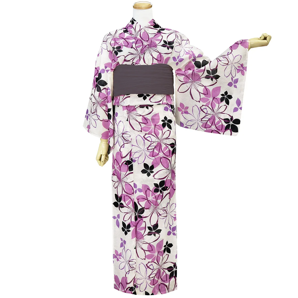 生成×ピンクの桜／レディース浴衣 | 宅配着物レンタルの京都かしきもの