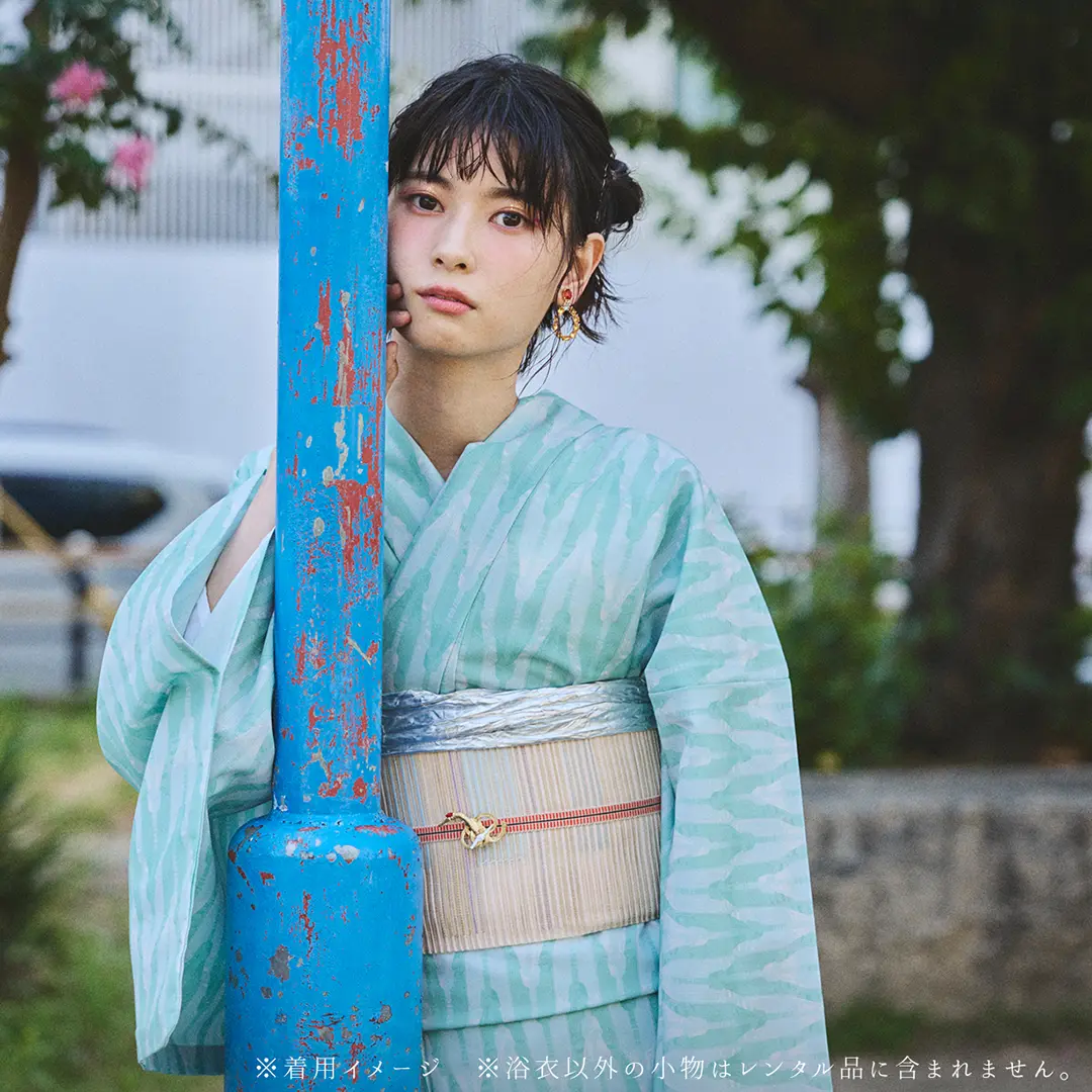 Reborn Yukata》矢絣×PETボトル 水色×ミント／レディース浴衣