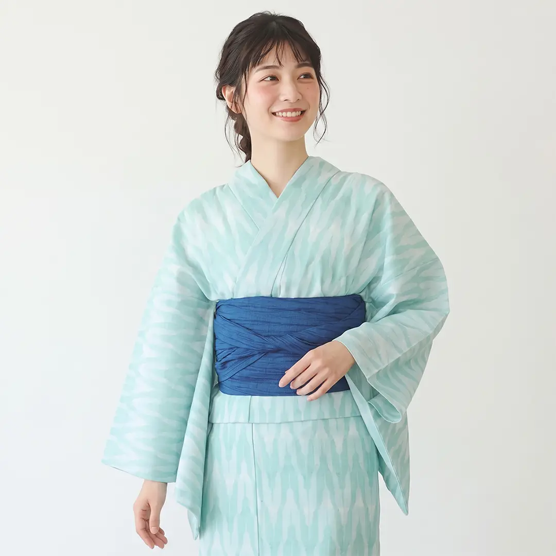 《Reborn Yukata》矢絣×PETボトル 水色×ミント／レディース浴衣