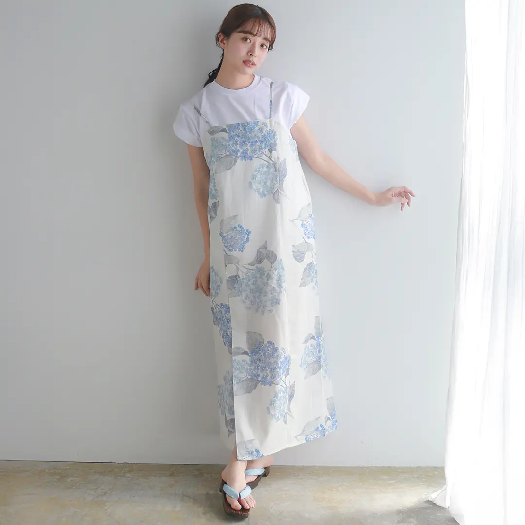 生成×水色の紫陽花／レディースワンピース浴衣 ワンピース