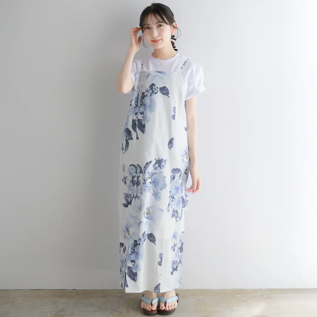 生成×青の洋花／レディースワンピース浴衣 ワンピース