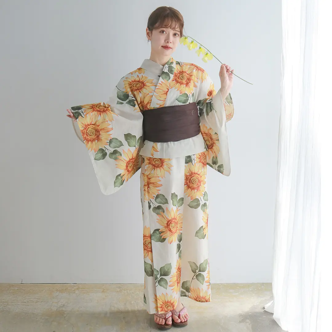 生成×向日葵／レディースワンピース浴衣 正面全身