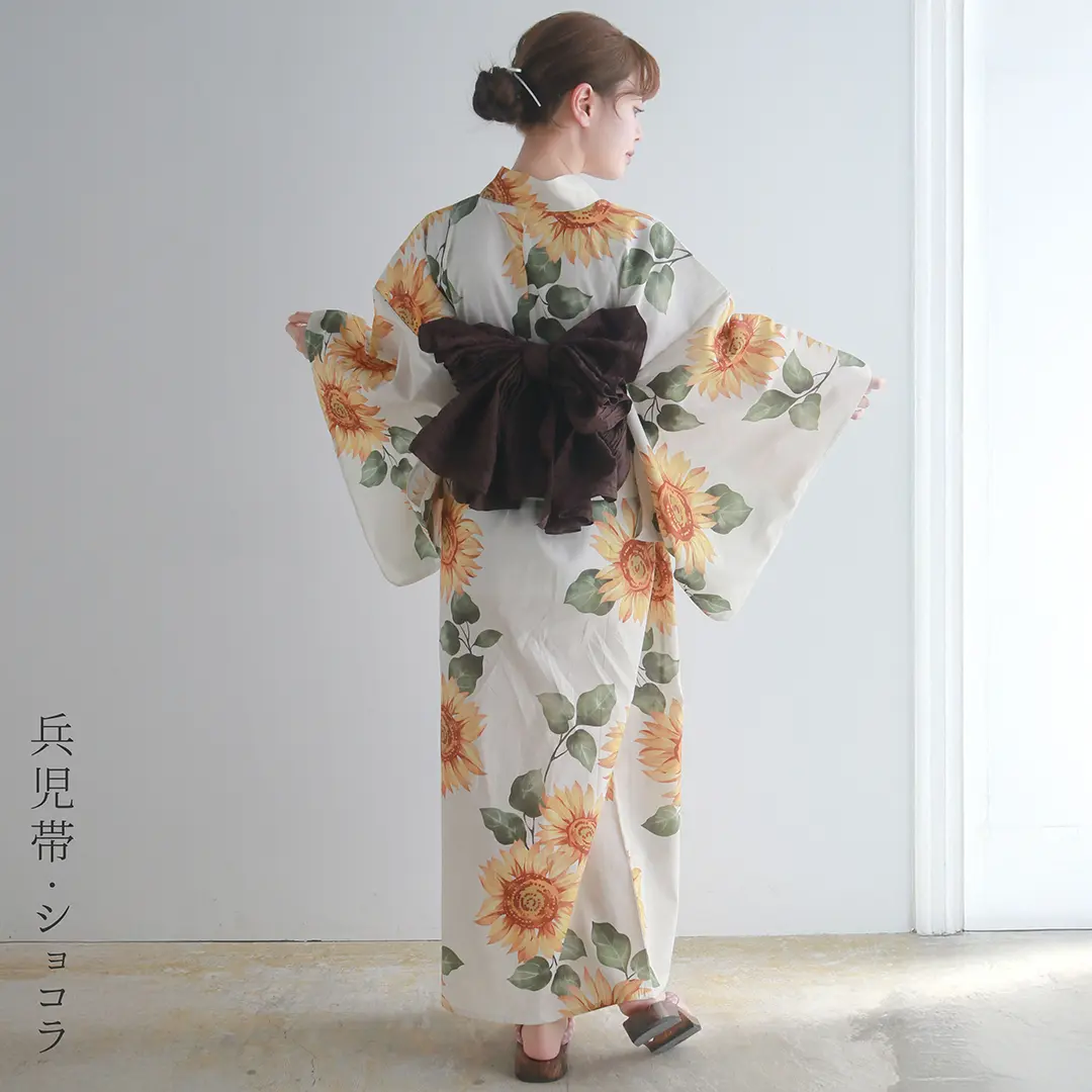 生成×向日葵／レディースワンピース浴衣 後ろ姿