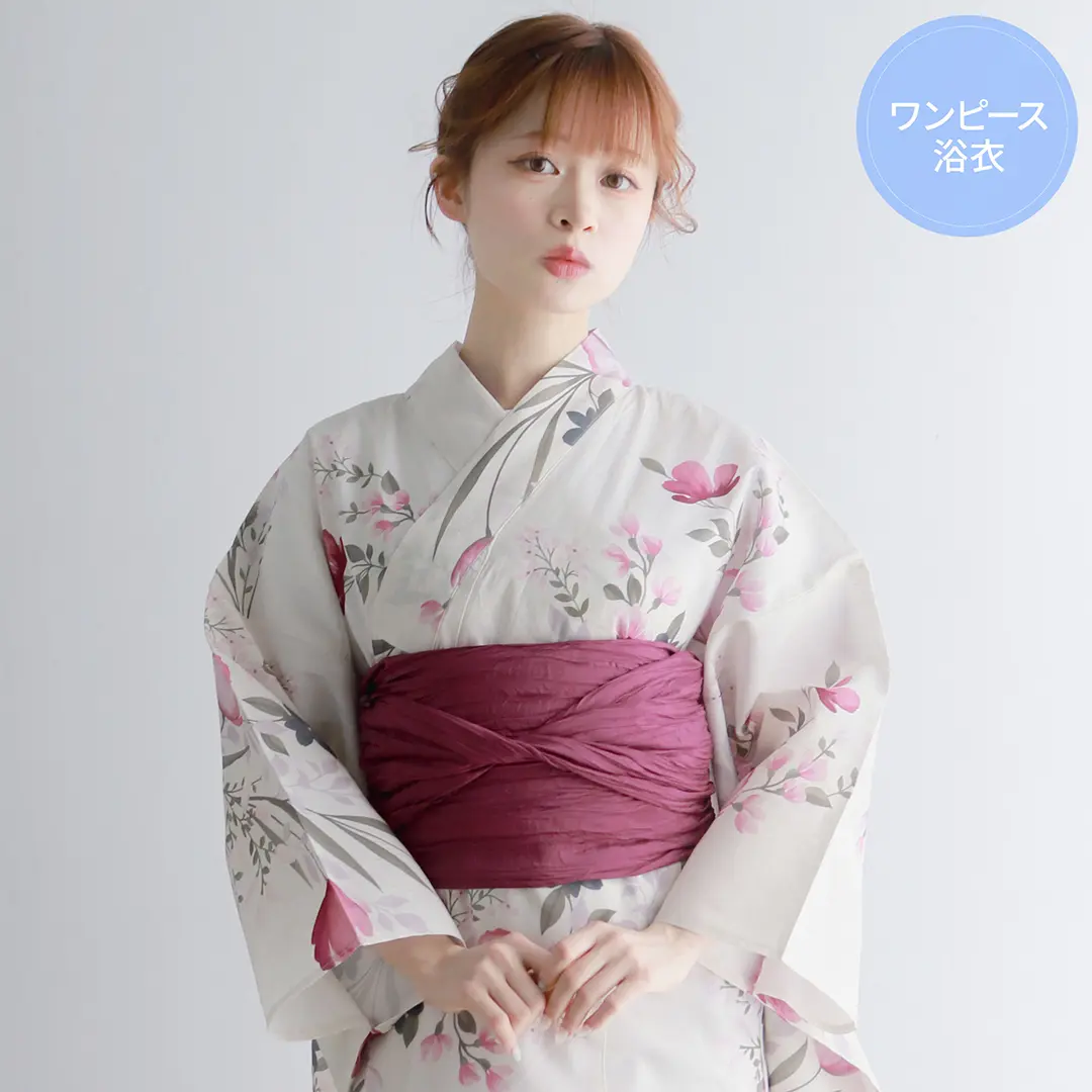 生成×赤とピンクの花束／レディースワンピース浴衣