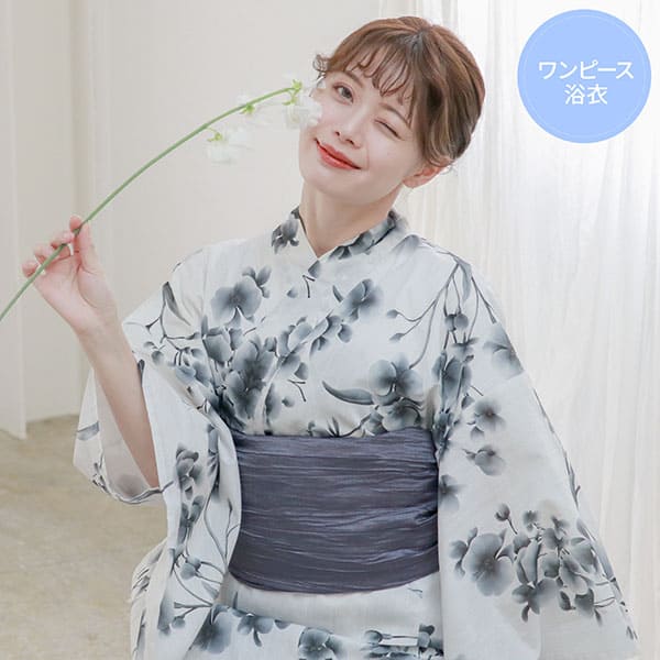 生成×水墨蘭／レディースワンピース浴衣 | 宅配着物レンタルの京都かし