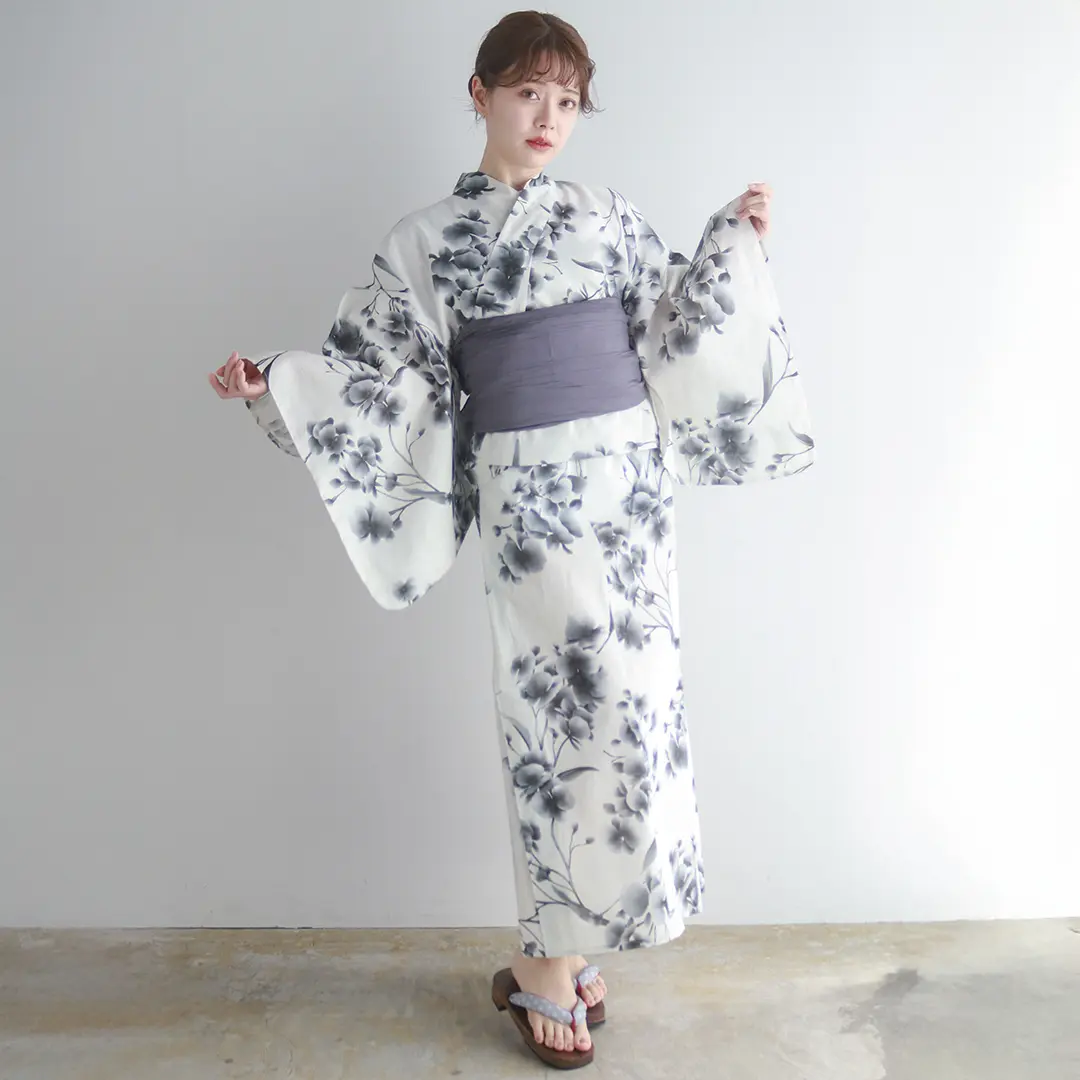 生成×水墨蘭／レディースワンピース浴衣 | 宅配着物レンタルの京都かし