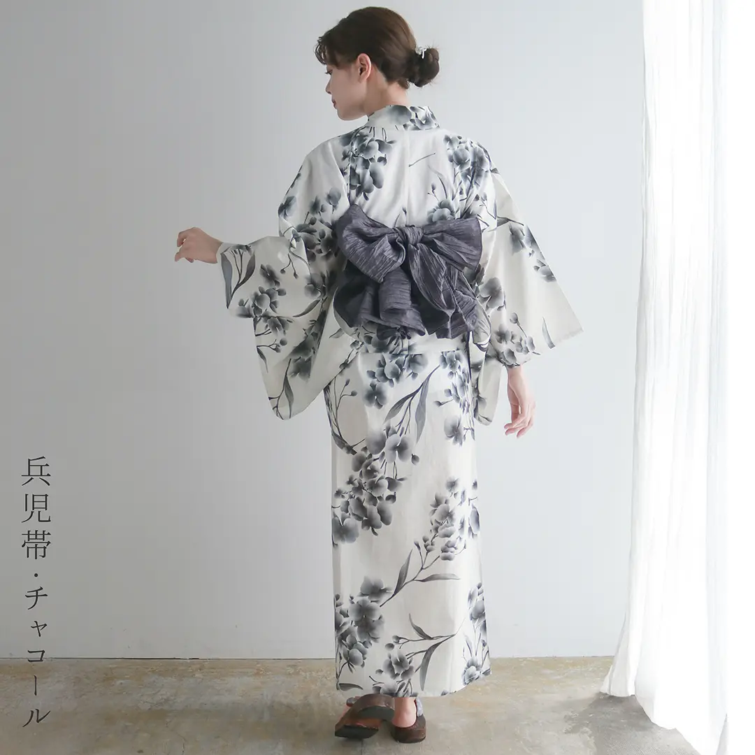 生成×水墨蘭／レディースワンピース浴衣 後ろ姿