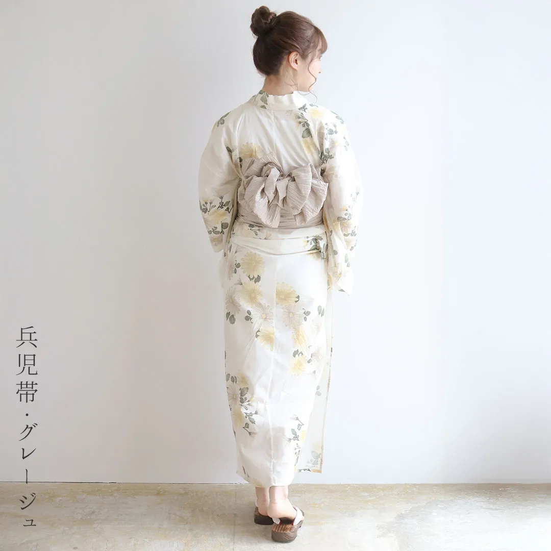 生成×黄色菊／レディース二部式浴衣 後ろ