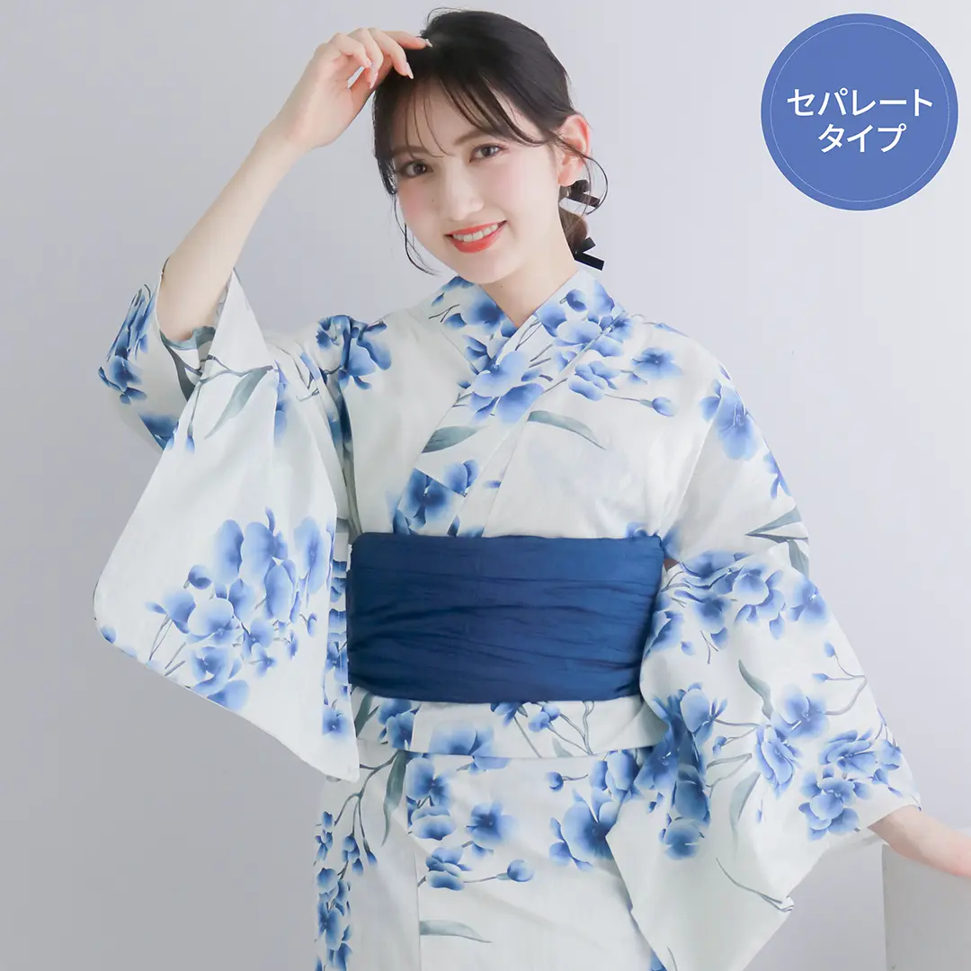 生成×青蘭／レディース二部式浴衣 | 宅配着物レンタルの京都かしきもの