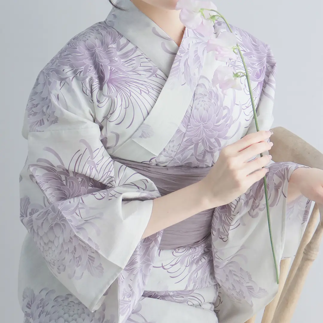 生成×紫菊／レディース二部式浴衣 | 宅配着物レンタルの京都かしきもの