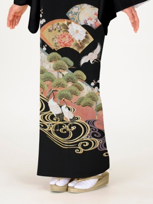  鶴に地紙の留袖